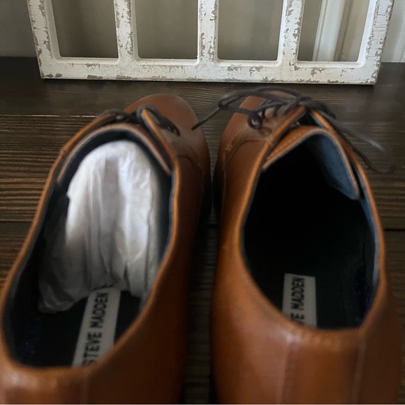 New Steven Madden men’s Fenyx Cognac dress shoes lace-up heel height 11 brown - Picture 2 of 15
